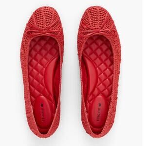 Birdies Hummingbird Ballet Flats Scarlet Red Raffia Ballerinacore Boho SZ 9